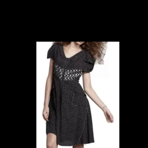 laser cut dress anthropologie Anthropologie Maeve Black Floral Basalt Laser Cut Eyelet Cutout Dress Size 4
